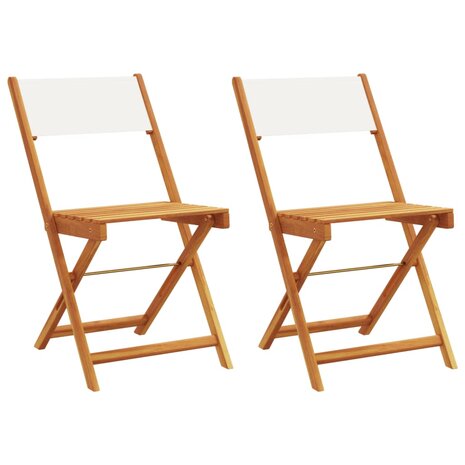 Bistrostoelen 2 st massief acaciahout en stof crèmewit 2