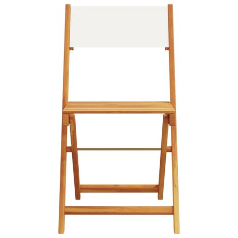 Bistrostoelen 2 st massief acaciahout en stof crèmewit 5