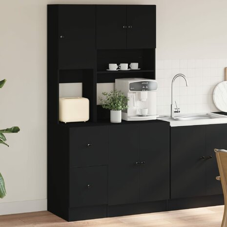 Keukenkast 95x50x180 cm bewerkt hout zwart 1