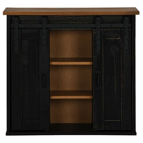 Hangkast HALDEN 2 schuifdeuren 75x22,5x70 cm grenenhout zwart 3