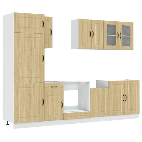 8-delige Keukenkastenset Kalmar bewerkt hout sonoma eikenkleur 2