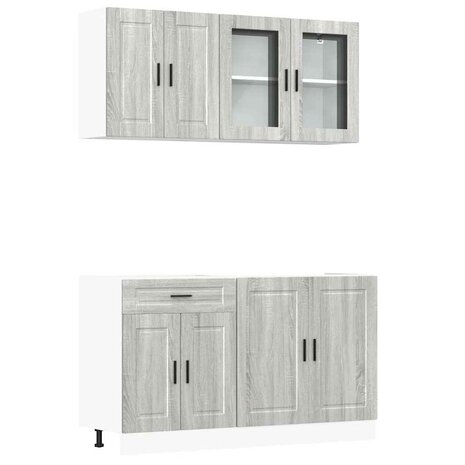 4-delige Keukenkastenset Porto bewerkt hout grijs sonoma eiken 2