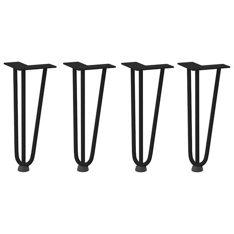 Haarspeld tafelpoten 4 st 30 cm massief staal zwart 3