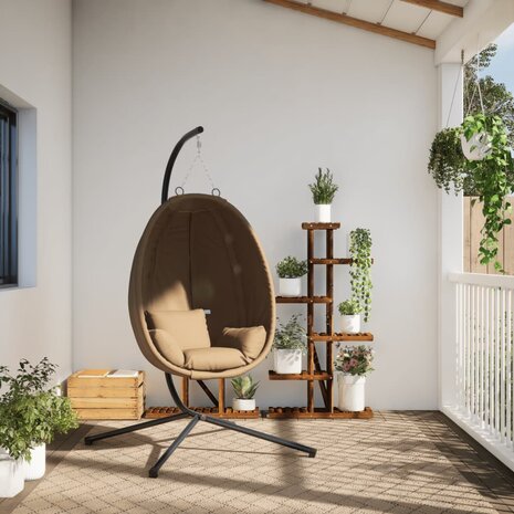 Hangstoel met standaard stof en staal taupe 3