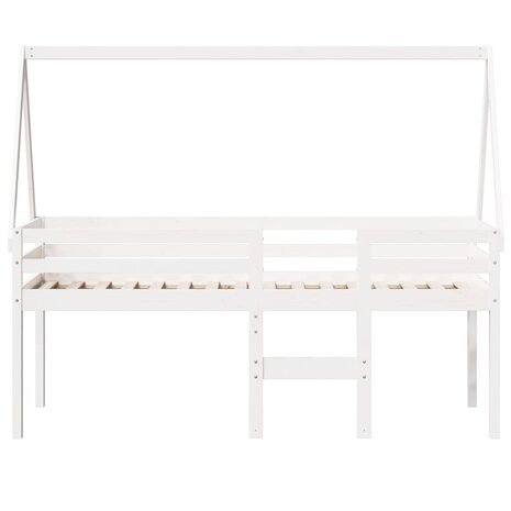 Hoogslaper met dak massief grenenhout wit 75x190 cm 4