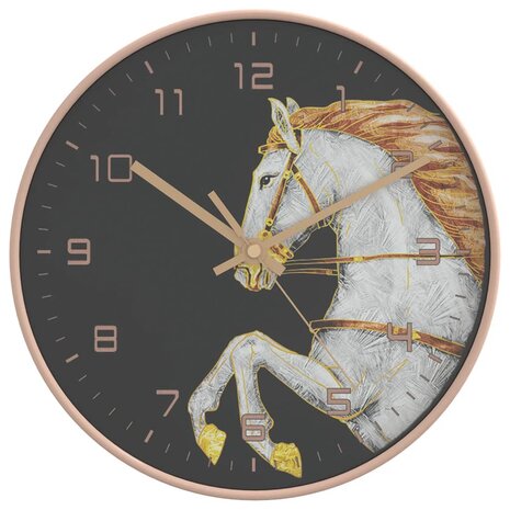 Wandklok Ø29,5 cm polystyreen en glas goudkleurig en wit 2