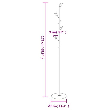 Kapstok 175 cm gepoedercoat ijzer wit 8