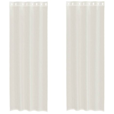 Gordijnen voile met doorvoertules 2 st 140x260 cm crèmekleurig 2