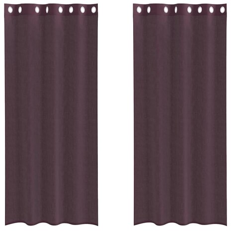 Gordijnen voile met doorvoertules 2 st 140x245 cm paars 2
