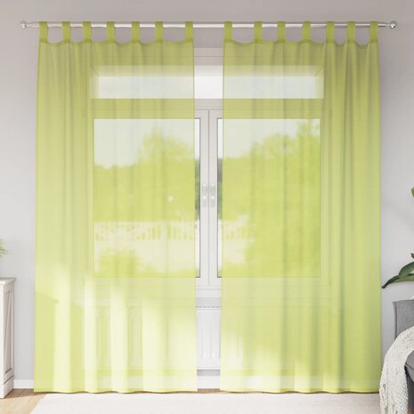 Gordijnen voile met lipje Top 2 st Appelgroen 1