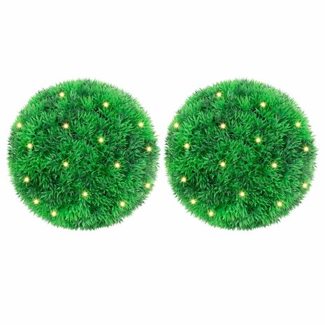 Kunstbuxusballen met LED-verlichting 2 st 22 cm groen 1