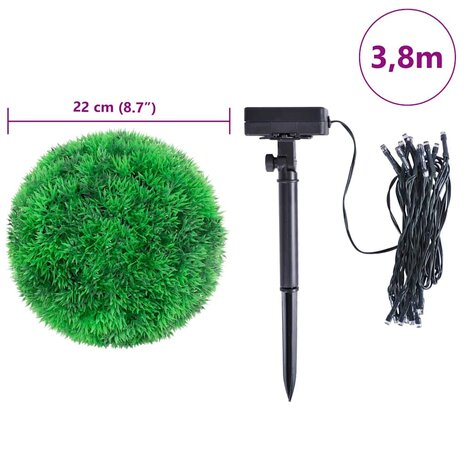Kunstbuxusballen met LED-verlichting 2 st 22 cm groen 9