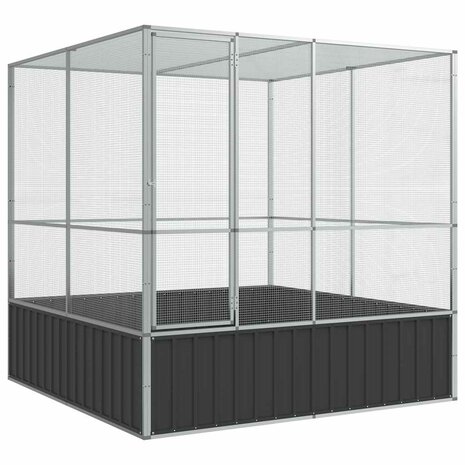 Volière 211x207x212 cm staal zilverkleurig 2