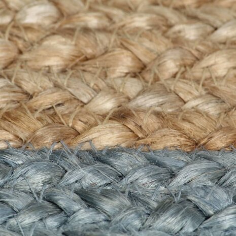 Vloerkleed handgemaakt met olijfgroene rand 90 cm jute 5