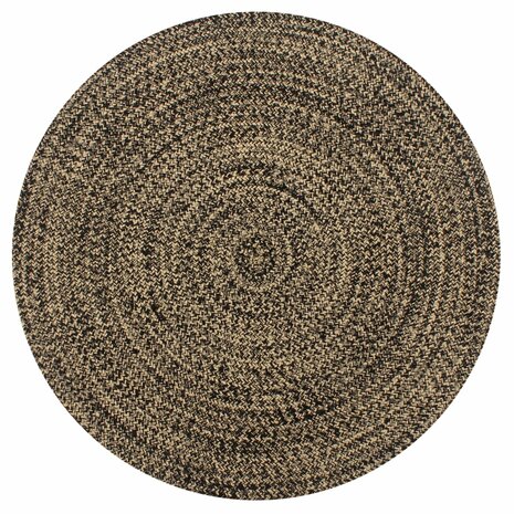 Vloerkleed handgemaakt 90 cm jute zwart en naturel  1