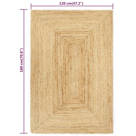 Vloerkleed handgemaakt 120x180 cm jute naturel 5