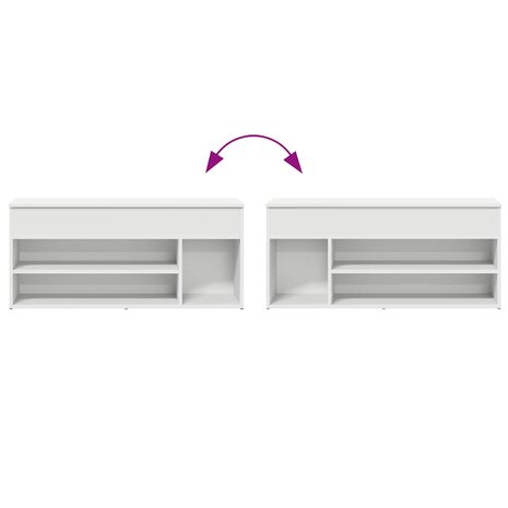 Schoenenbank 102x30,5x45 cm bewerkt hout wit 8