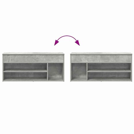 Schoenenbank 102x30,5x45 cm bewerkt hout betongrijs 7