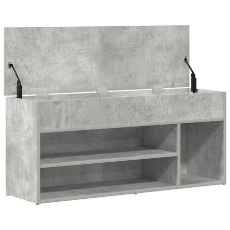 Schoenenbank 102x30,5x45 cm bewerkt hout betongrijs 8
