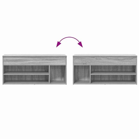 Schoenenbank 102x30,5x45cm bewerkt hout grijs sonoma eikenkleur 8