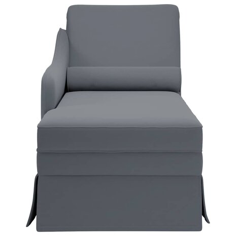 Chaise longue met bolster&rechterarmleuning fluweel donkergrijs 4
