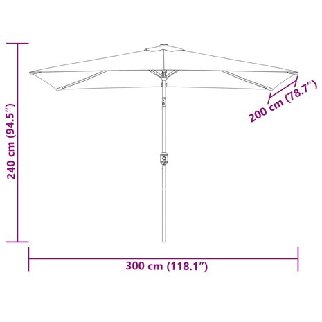 Parasol vierhoekig zandwit 200 x 300 cm 8