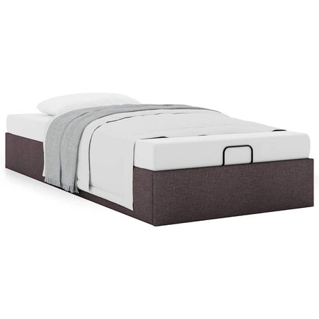 Bedframe zonder matras 100x200 cm stof donkerbruin 4