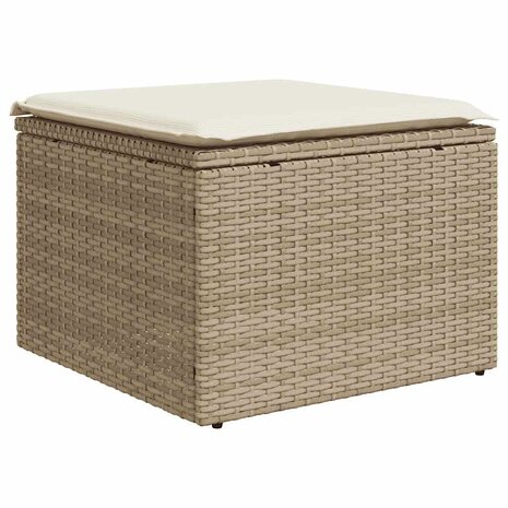 2-delige Loungeset met kussens poly rattan acacia beige 4