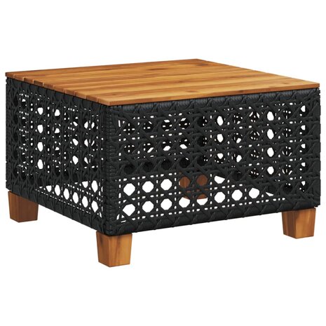 Tuintafel 55x55x36 cm poly rattan en acaciahout zwart 2