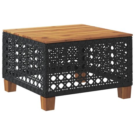 Tuintafel 55x55x36 cm poly rattan en acaciahout zwart 6