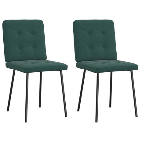 Eetkamerstoelen 2 st fluweel donkergroen 1