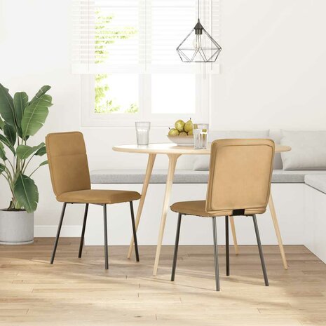 Eetkamerstoelen 2 st fluweel bruin 2