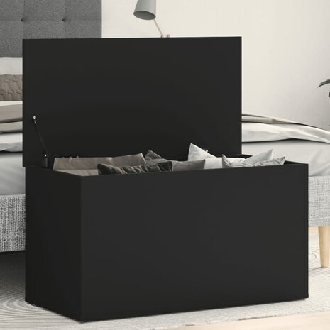 Opbergkist 84x42x46 cm bewerkt hout zwart 1