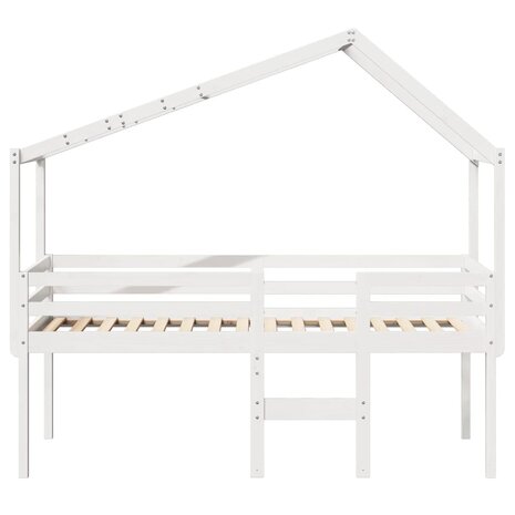 Hoogslaper met dak massief grenenhout wit 90x200 cm 4
