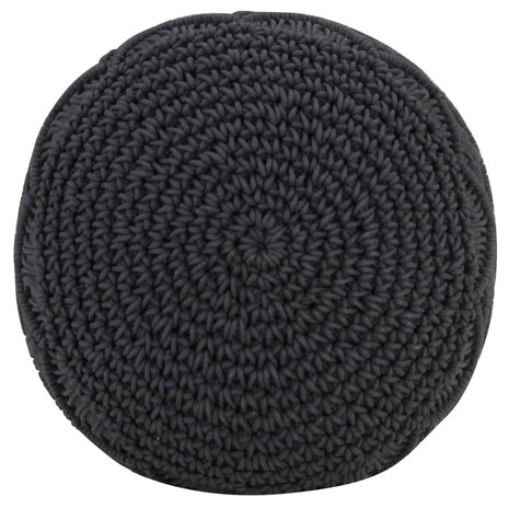Poef macramé handgemaakt 45x30 cm katoen antraciet 2