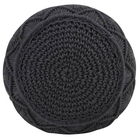 Poef macramé handgemaakt 45x30 cm katoen antraciet 3