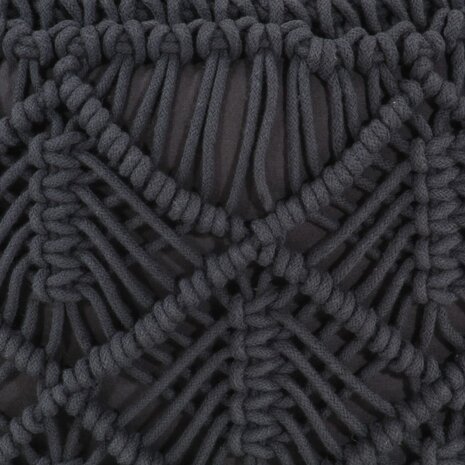 Poef macramé handgemaakt 45x30 cm katoen antraciet 4
