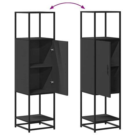 Hoge kast 35,5x35x139 cm bewerkt hout en metaal zwart 8
