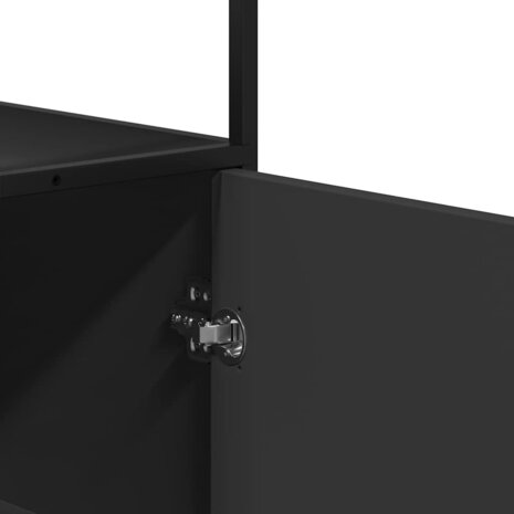 Hoge kast 35,5x35x139 cm bewerkt hout en metaal zwart 9