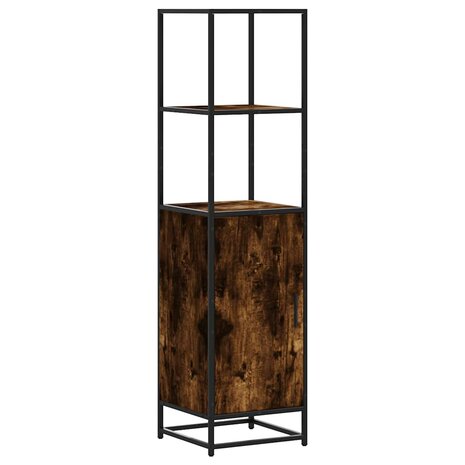 Hoge kast 35,5x35x139 cm bewerkt hout en metaal gerookt eiken 2