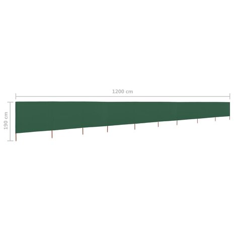 Windscherm 9-panelen 1200x160 cm stof groen 6