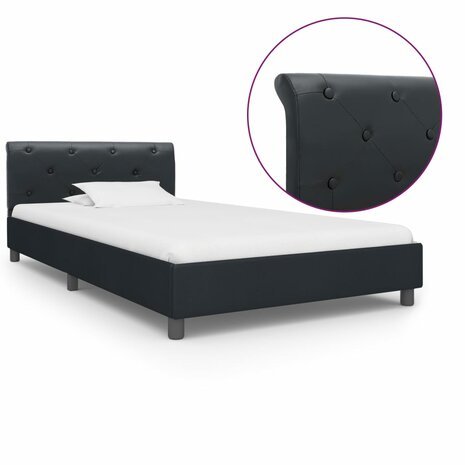 Bedframe kunstleer zwart 90x200 cm 1
