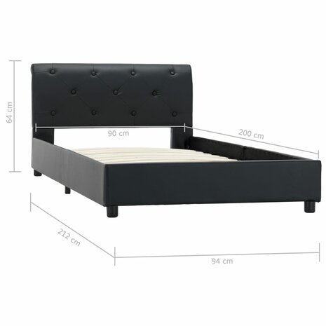Bedframe kunstleer zwart 90x200 cm 9