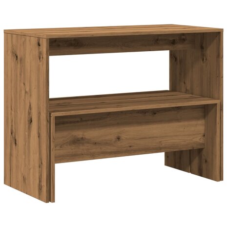 3-delige Eettafel en bankenset bewerkt hout artisanaal eiken 7