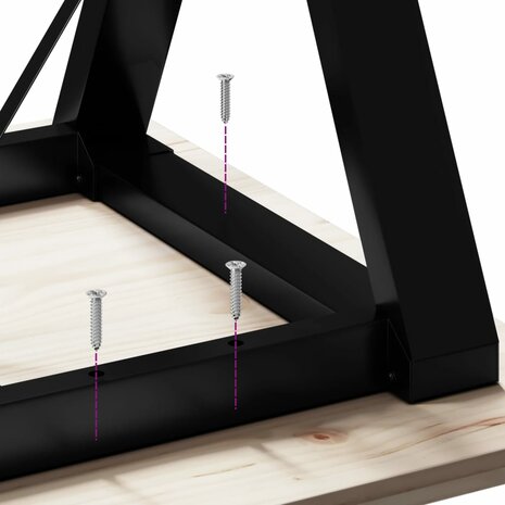 Eettafel Y-frame 80x80x75,5 cm massief grenenhout en staal 8