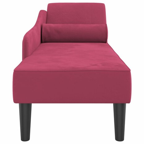 Chaise longue met kussens fluweel wijnrood 4