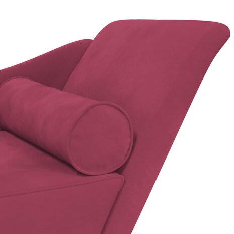 Chaise longue met kussens fluweel wijnrood 6