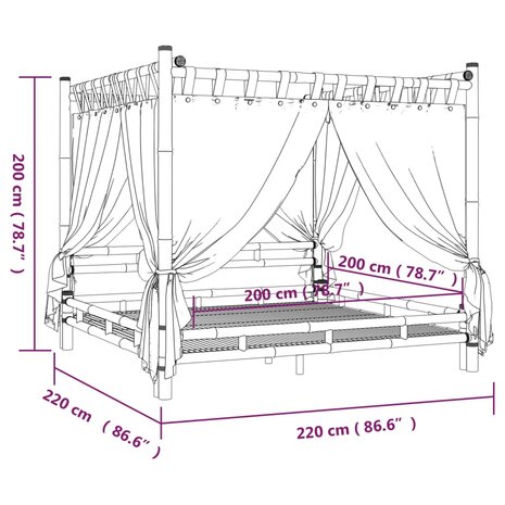 Hemelbed 200x200 cm bamboe 9