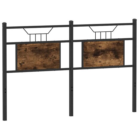 Hoofdbord 150 cm bewerkt hout en staal gerookt eikenkleurig 2