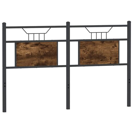 Hoofdbord 150 cm bewerkt hout en staal gerookt eikenkleurig 6